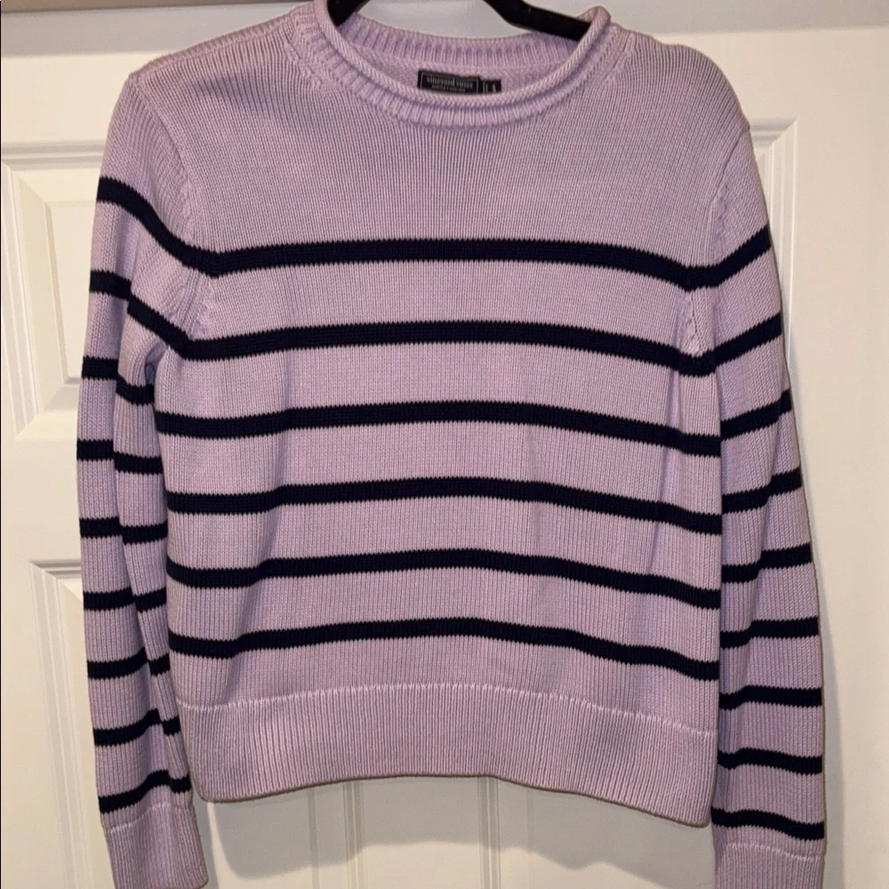 Vineyard Vines Striped Purple and navy Rollneck Sweater - Picture 2 of 3